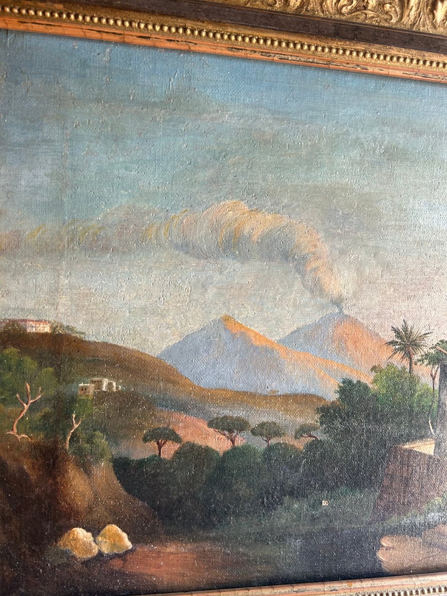 An Italian Landscape Depicting The Gulf Of Naples With Mount Vesuvius, 19th Century-photo-2