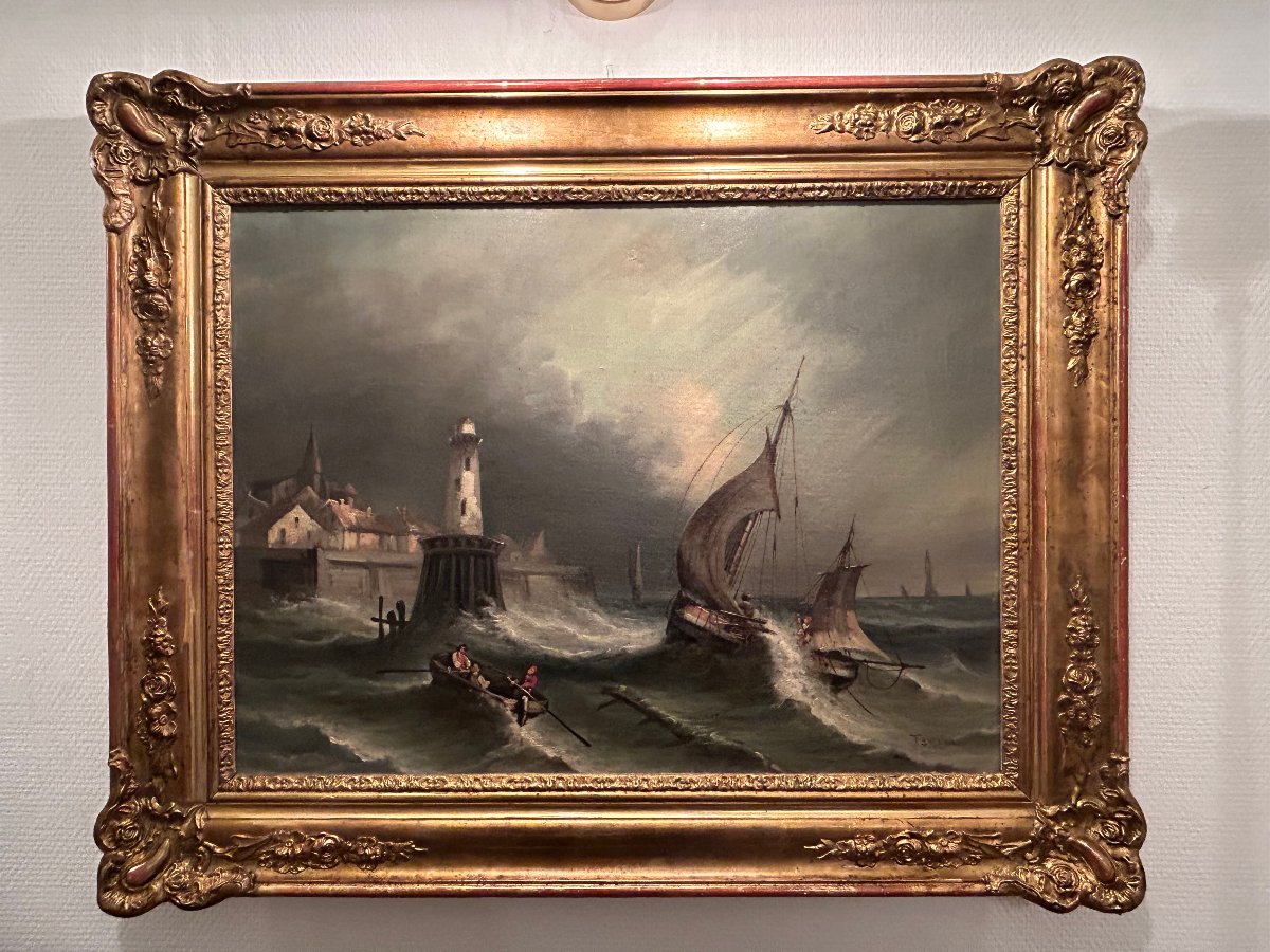 A Pair Of Seascapes Featuring Sailing Boats, 19th Century-photo-3