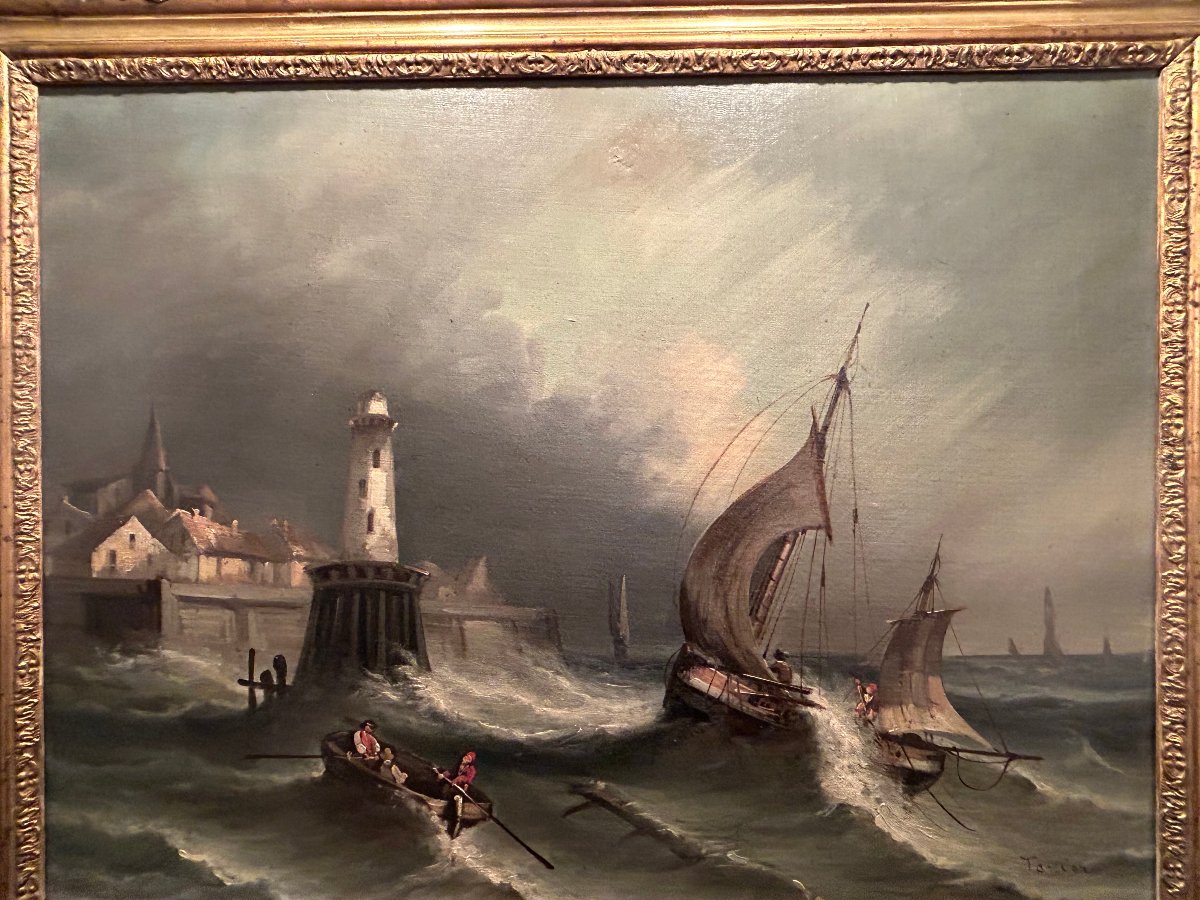 A Pair Of Seascapes Featuring Sailing Boats, 19th Century-photo-2