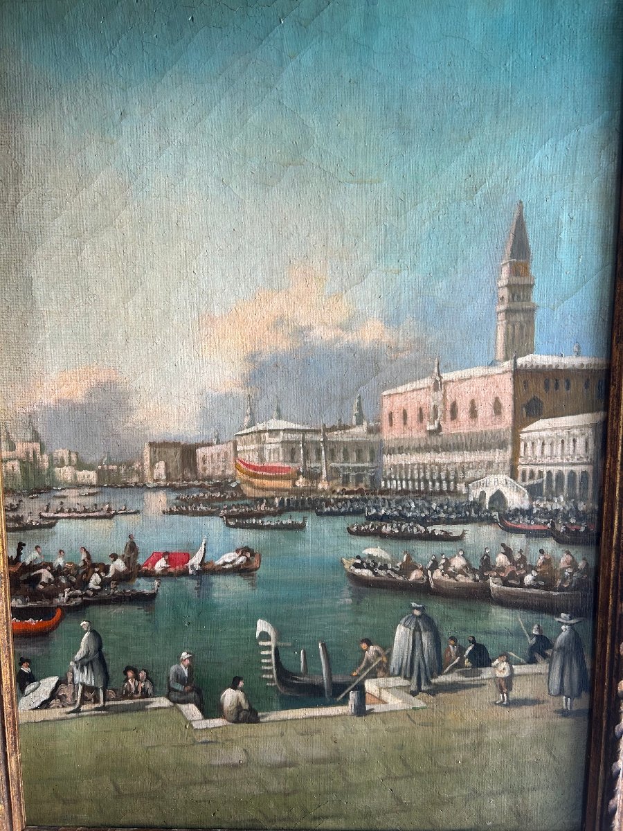 Vue de Venise, huille sur toille, XX- siécle-photo-3