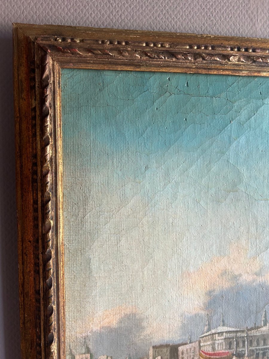Vue de Venise, huille sur toille, XX- siécle-photo-2
