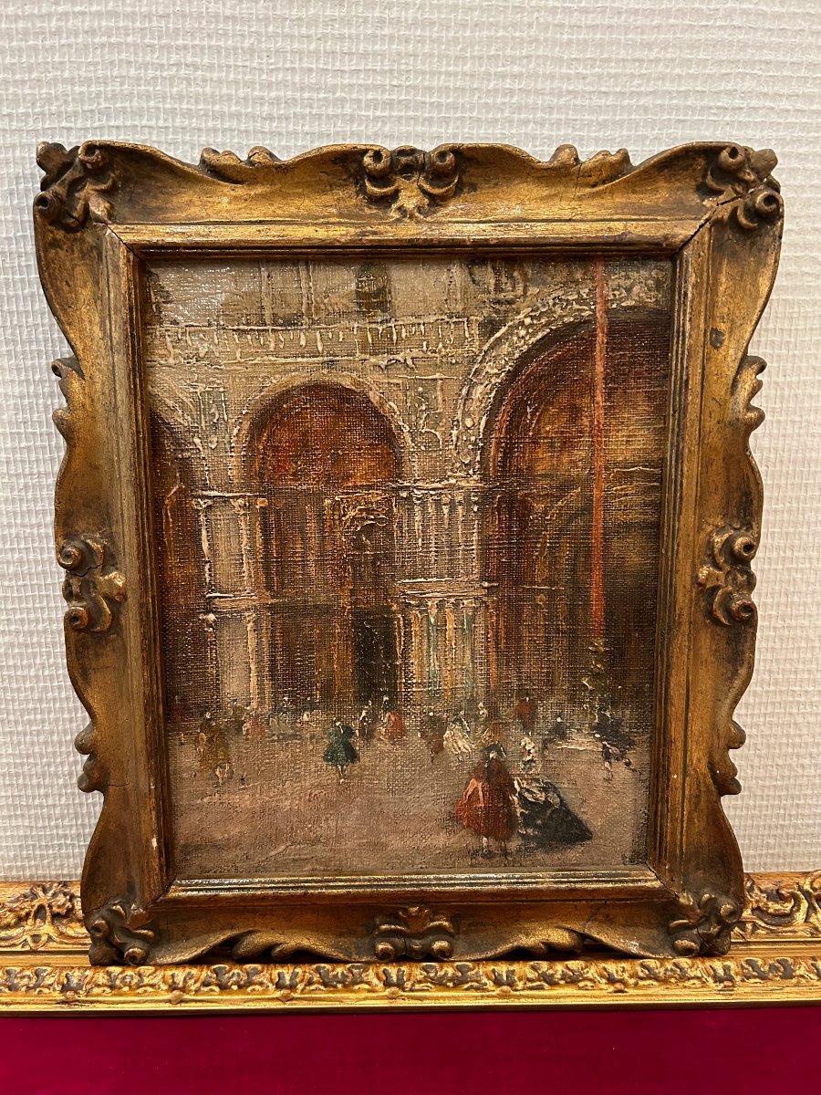 Expressionist Painting "carnevale A Venezia," 19th Century-photo-3
