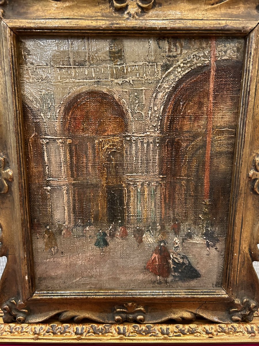 Expressionist Painting "carnevale A Venezia," 19th Century-photo-4