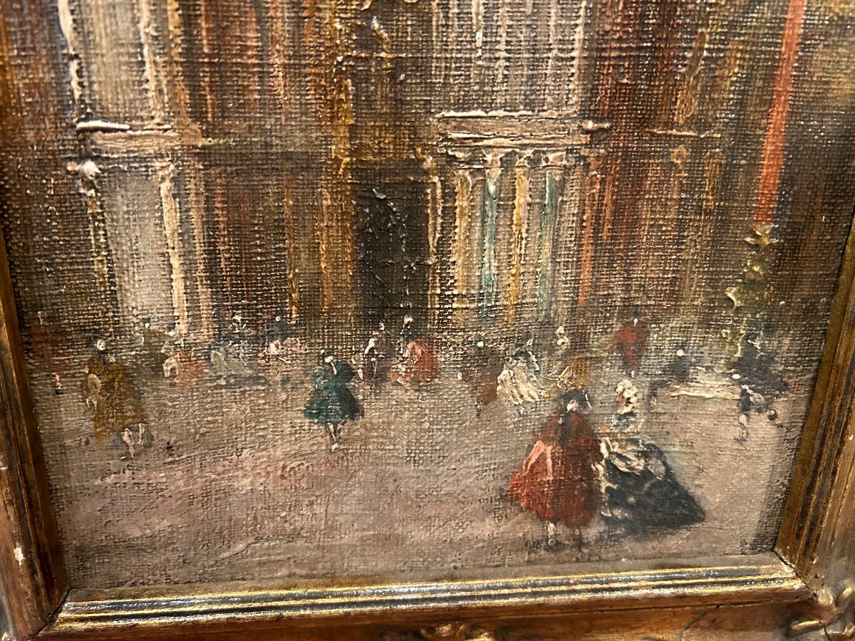 Expressionist Painting "carnevale A Venezia," 19th Century-photo-3