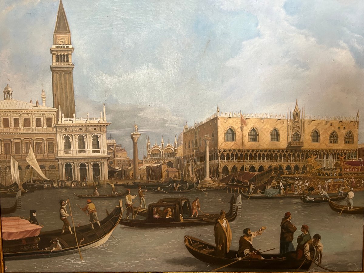 Vue de Venise, huille sur toille,  au debout du XX- siécle-photo-2