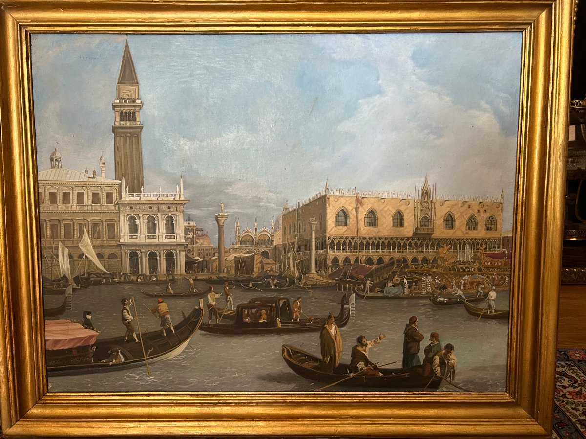 Vue de Venise, huille sur toille,  au debout du XX- siécle-photo-4