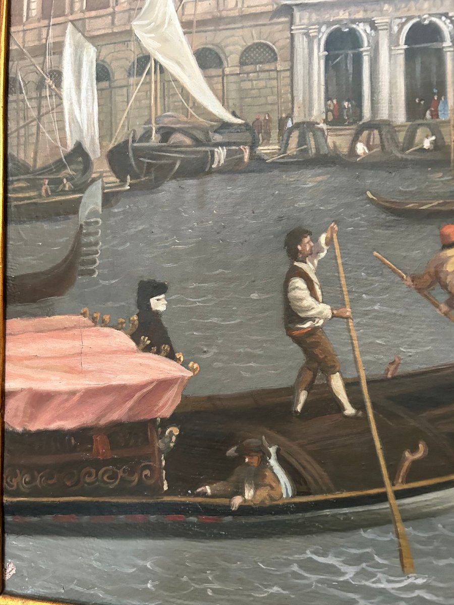 Vue de Venise, huille sur toille,  au debout du XX- siécle-photo-1