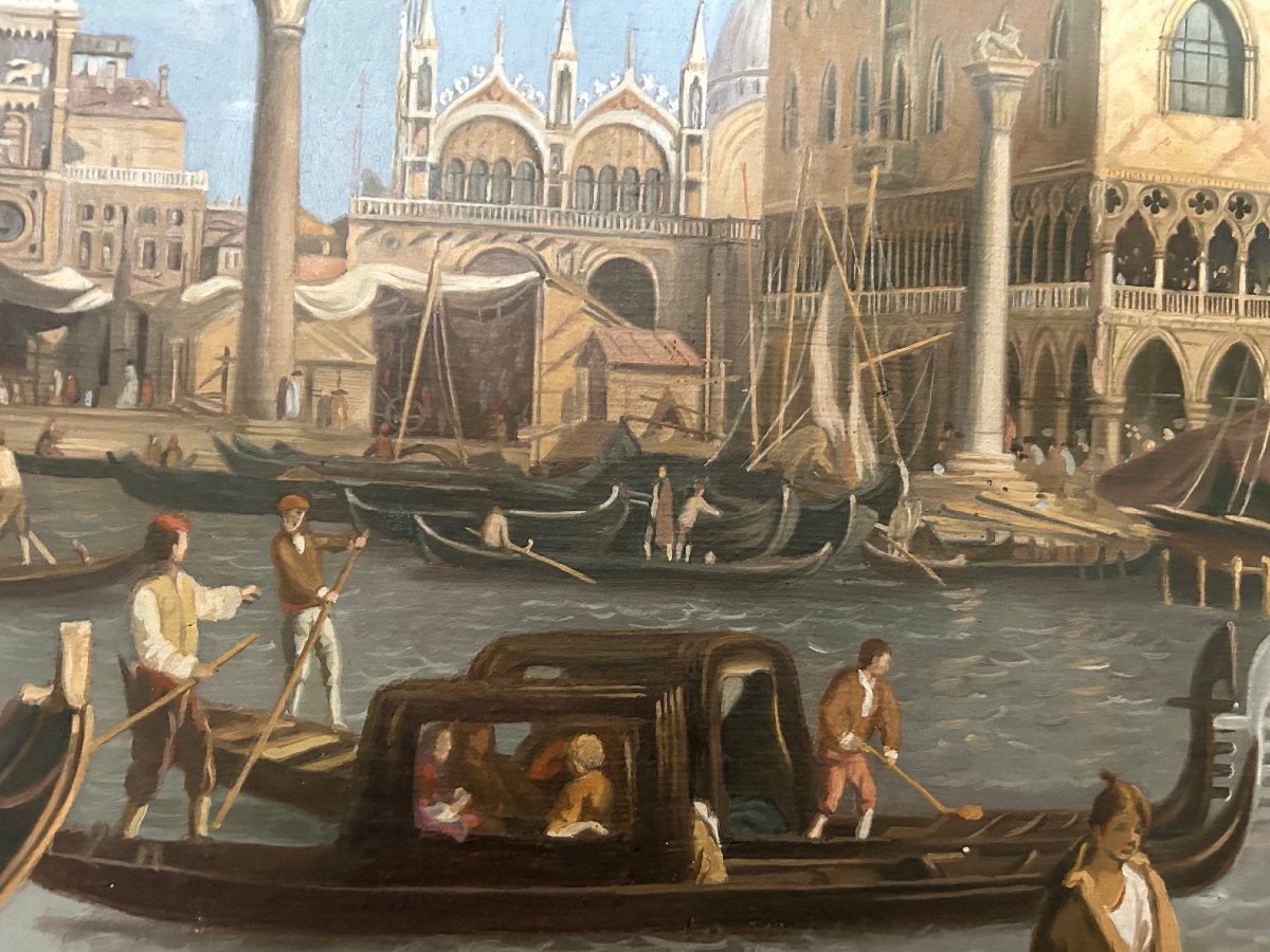 Vue de Venise, huille sur toille,  au debout du XX- siécle-photo-2