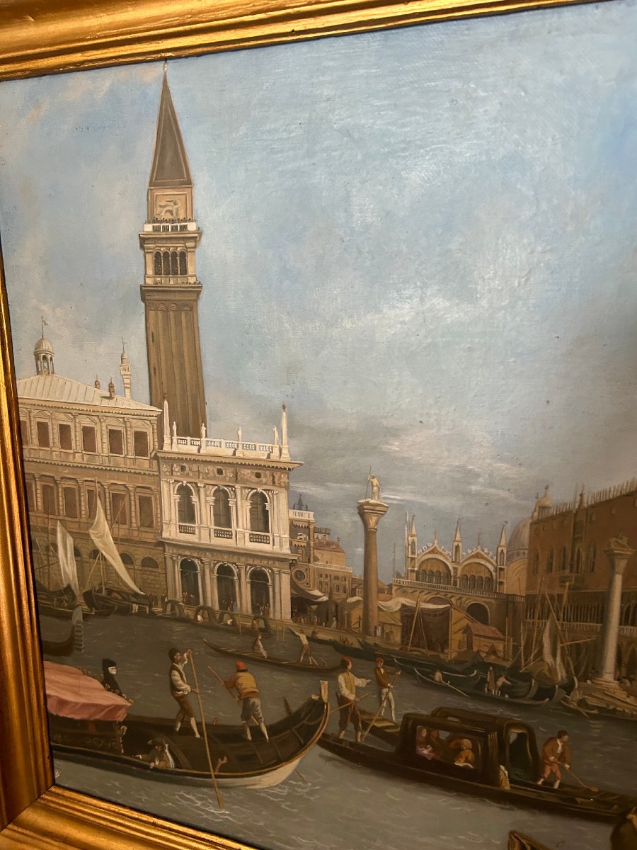 Vue de Venise, huille sur toille,  au debout du XX- siécle-photo-4