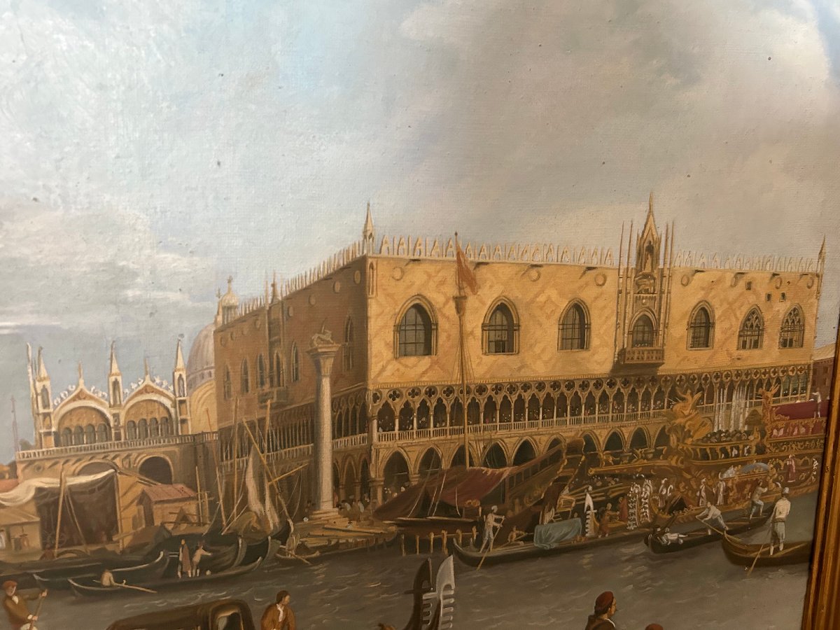 Vue de Venise, huille sur toille,  au debout du XX- siécle-photo-5