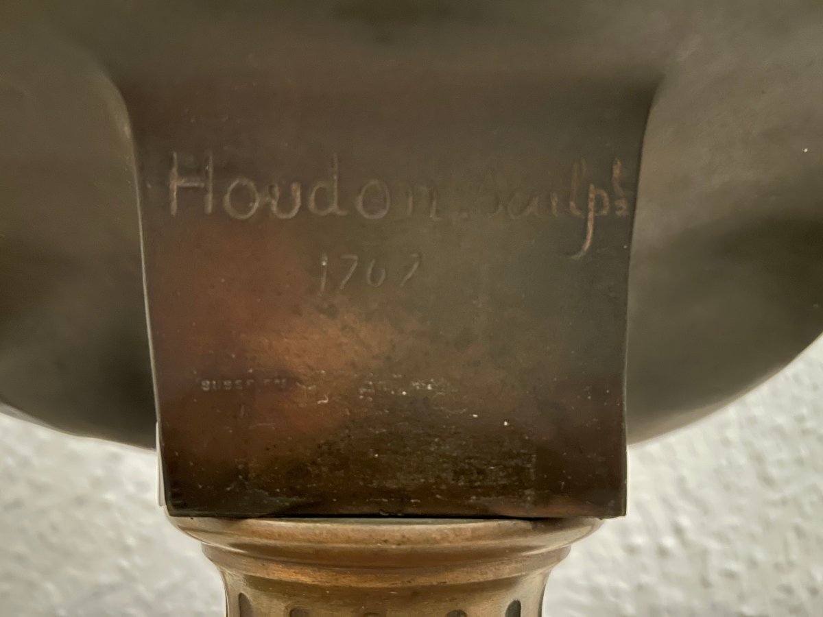 Bronze Bust Of Diana, Signed "houdon"-photo-1