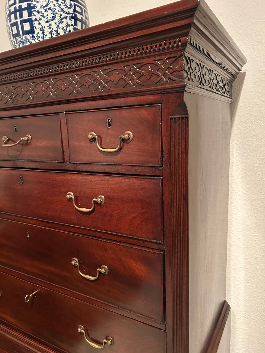 A Rare Tall English Mahogany Chest Of Drawers, George III Period, England, Circa 1780-photo-3