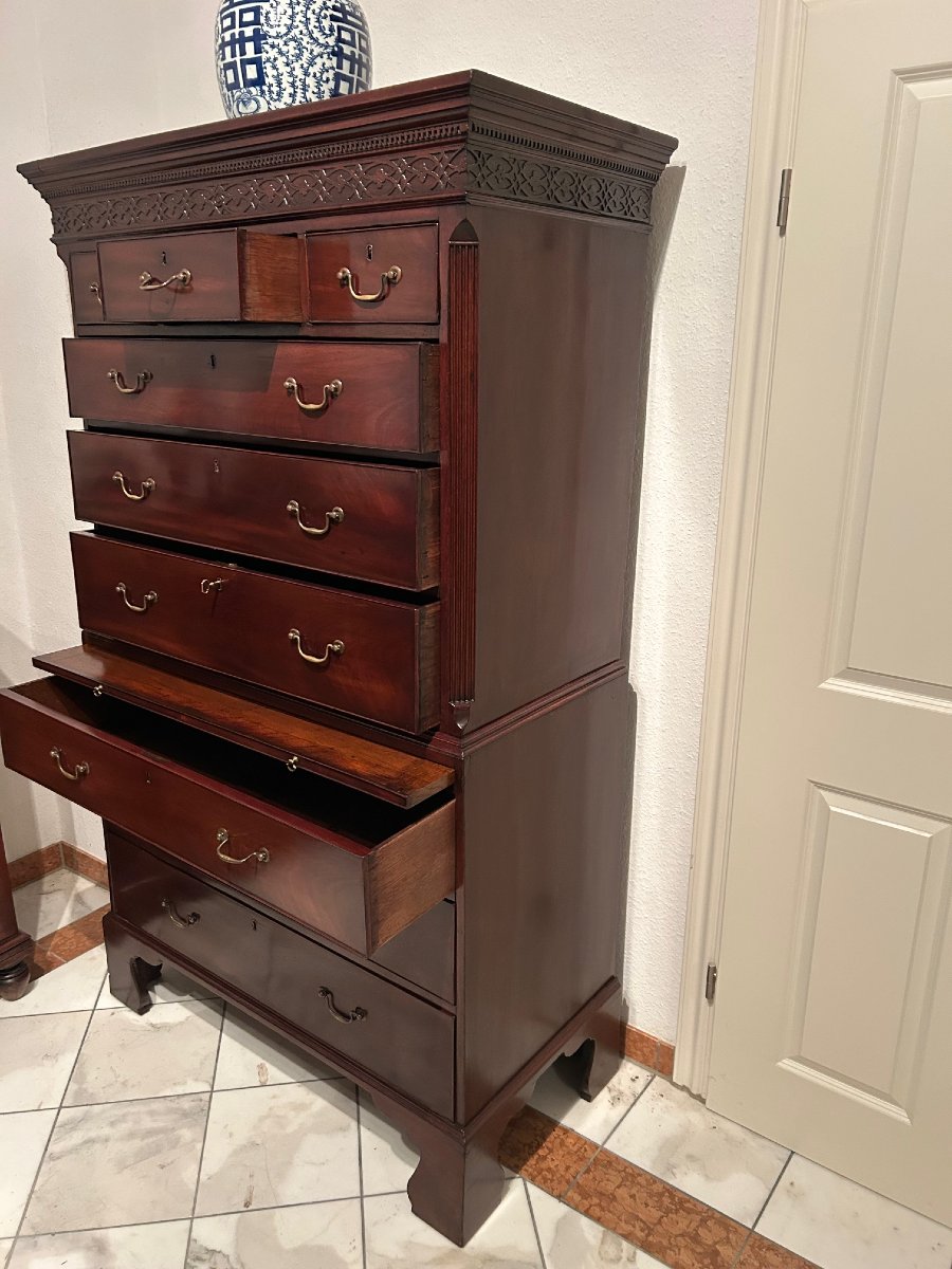 A Rare Tall English Mahogany Chest Of Drawers, George III Period, England, Circa 1780-photo-1