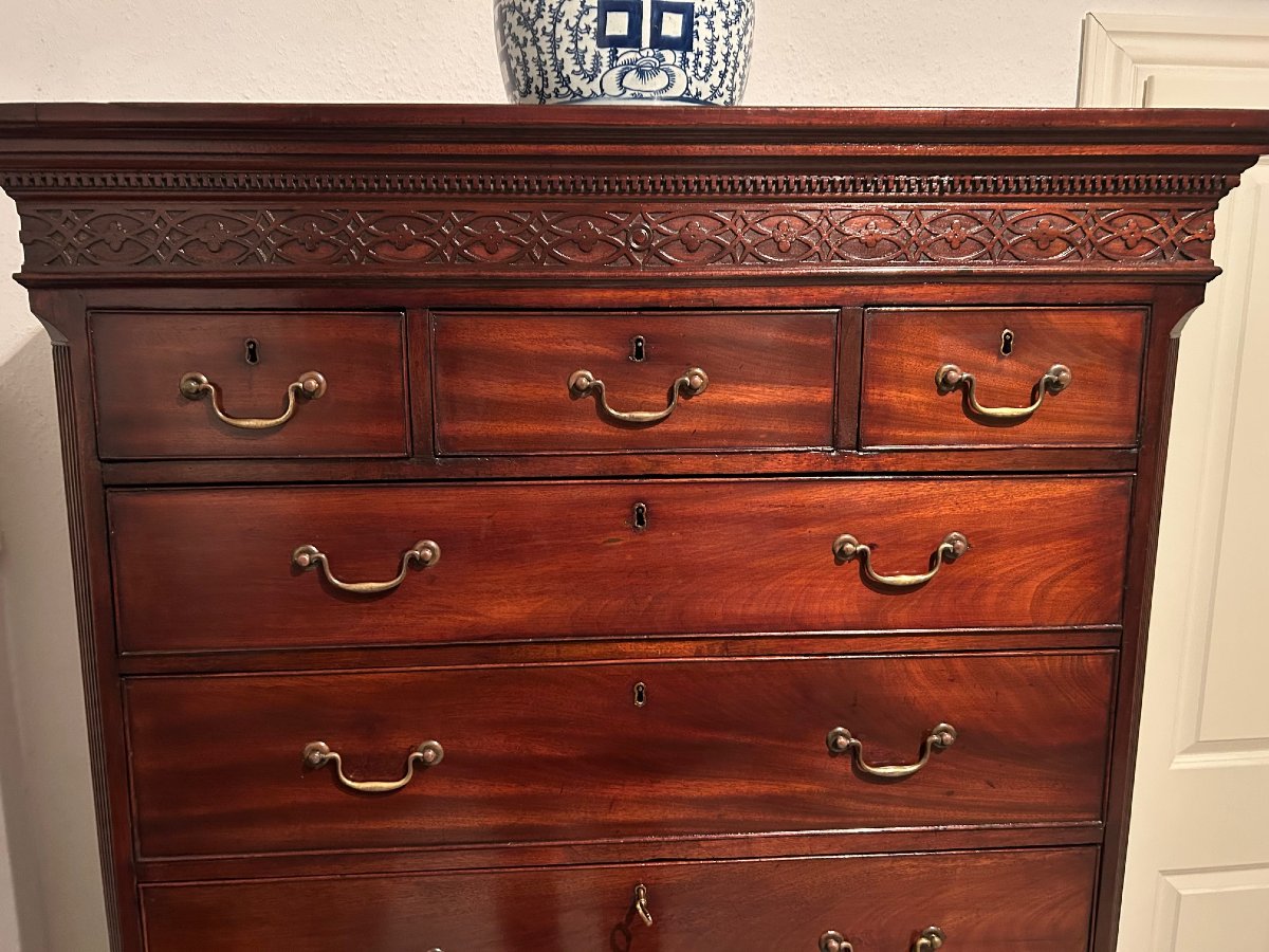 A Rare Tall English Mahogany Chest Of Drawers, George III Period, England, Circa 1780-photo-3