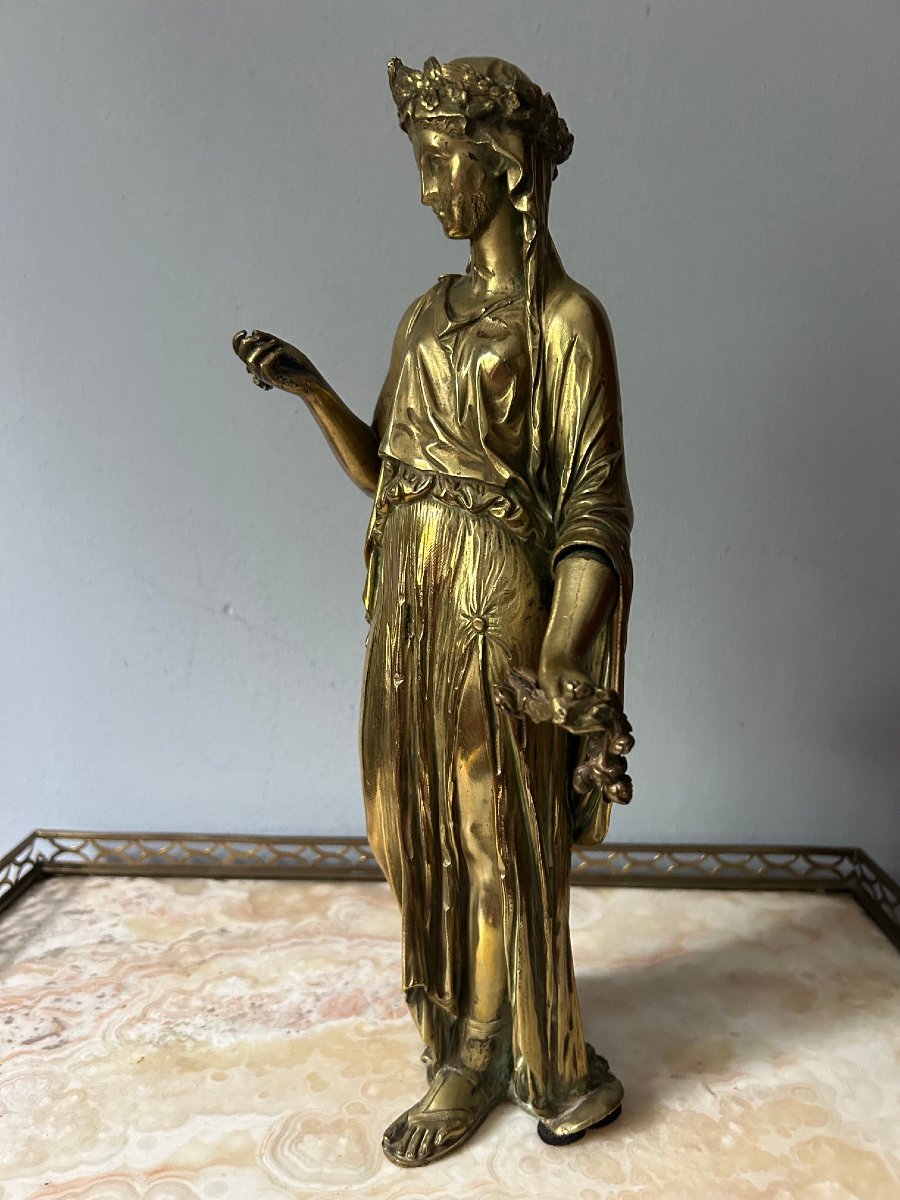 Allegory Of Summer In Gilded Bronze, 19th Century-photo-3