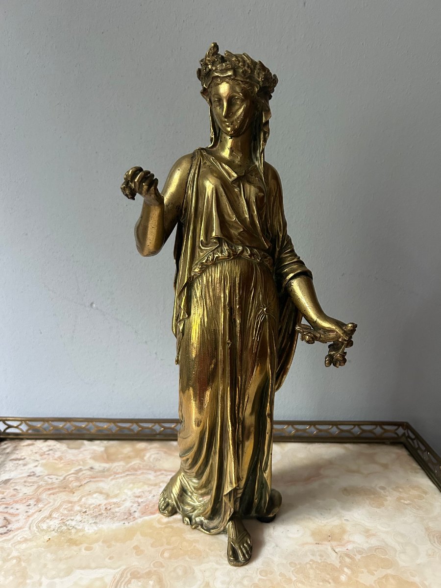 Allegory Of Summer In Gilded Bronze, 19th Century-photo-3