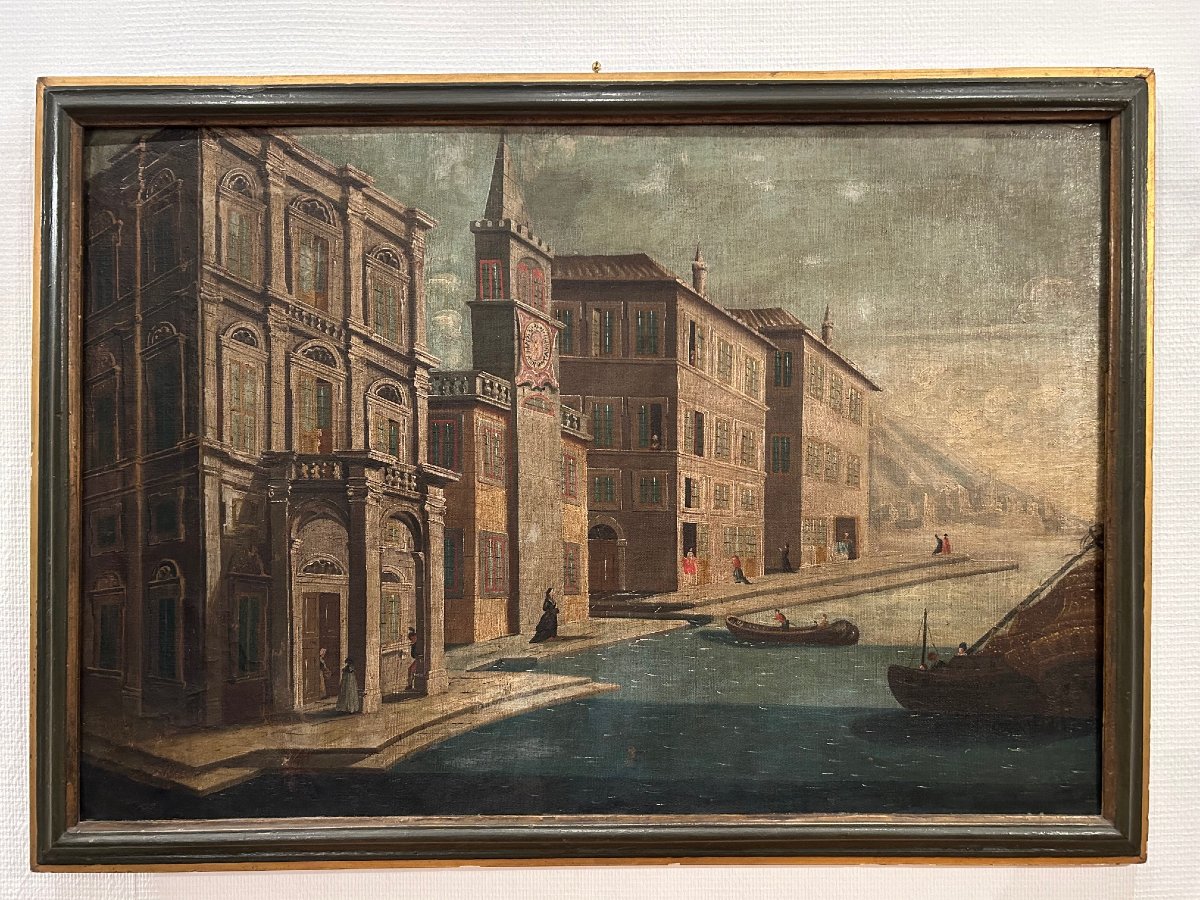 View Of A City On The Banks Of A River In The 18th Century