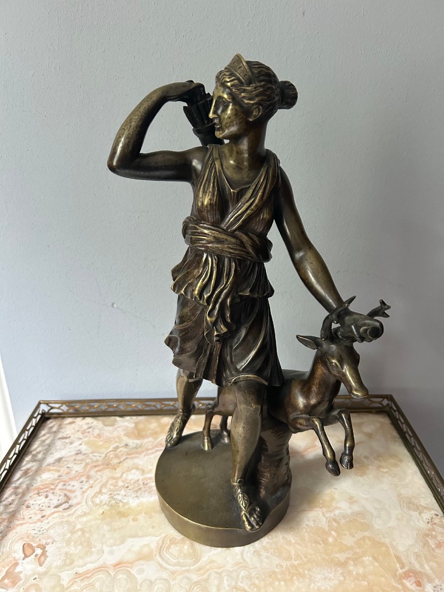 Statuette de Diane en bronze, XIXe siècle-photo-2