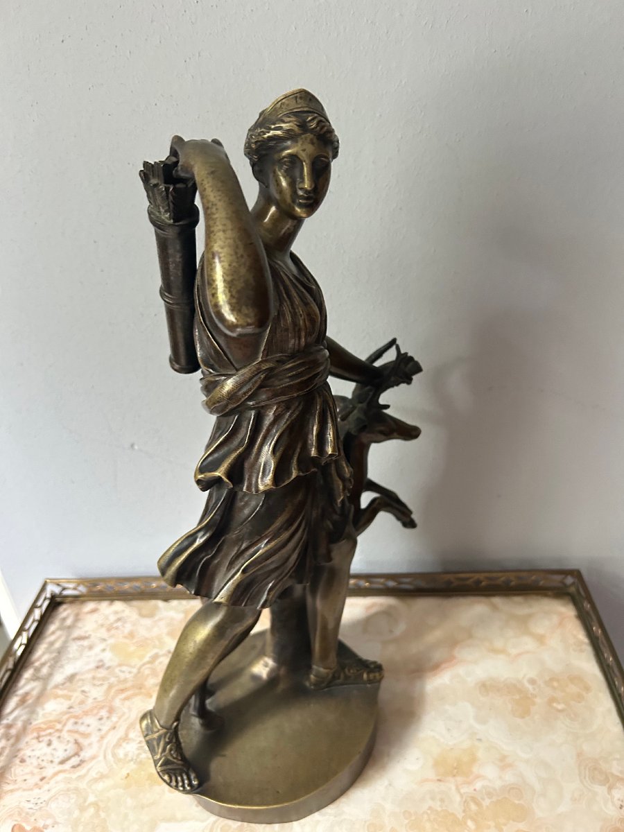 Statuette de Diane en bronze, XIXe siècle-photo-1