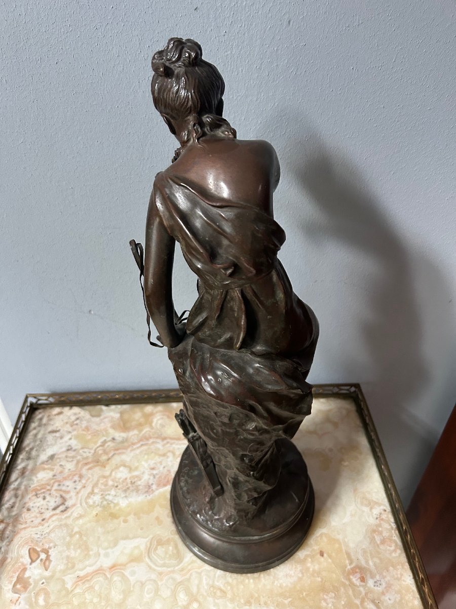 Lucie Signoret-ledieu, Sculpture Of Diane, In Bronze, 19th Century-photo-5