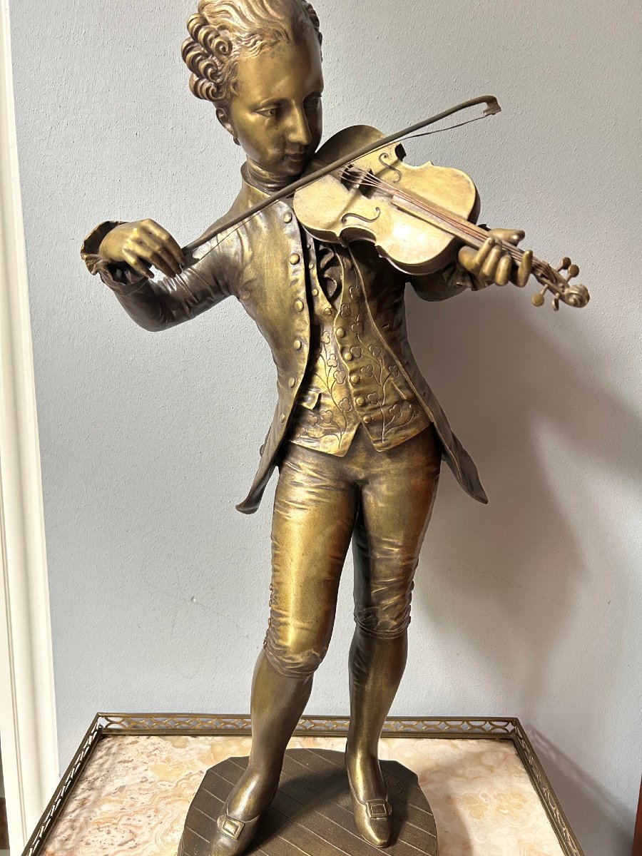 A Bronze Statuette Depicting W.a. Mozart, 19th Century-photo-2