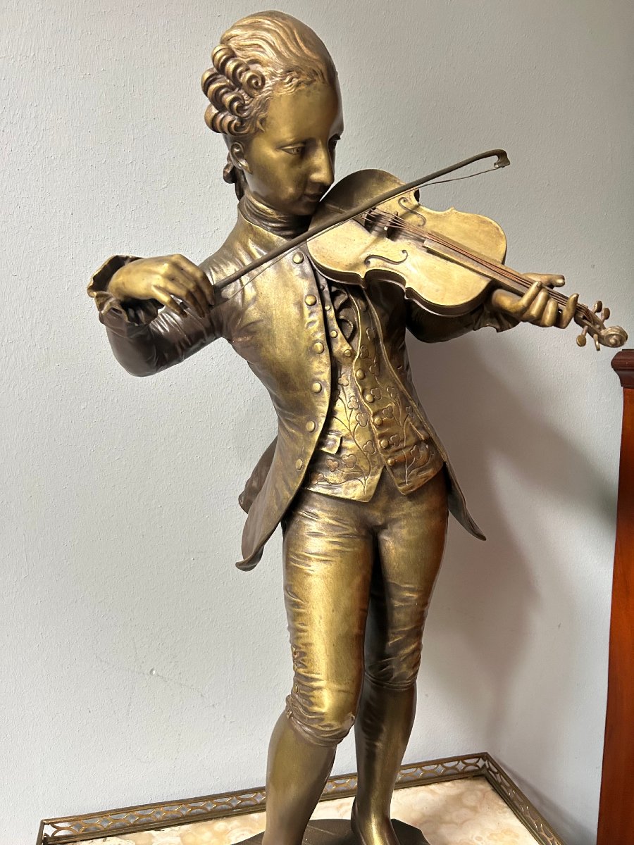 A Bronze Statuette Depicting W.a. Mozart, 19th Century-photo-3