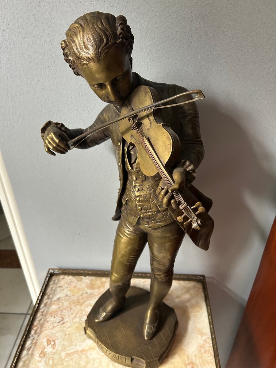 A Bronze Statuette Depicting W.a. Mozart, 19th Century-photo-4