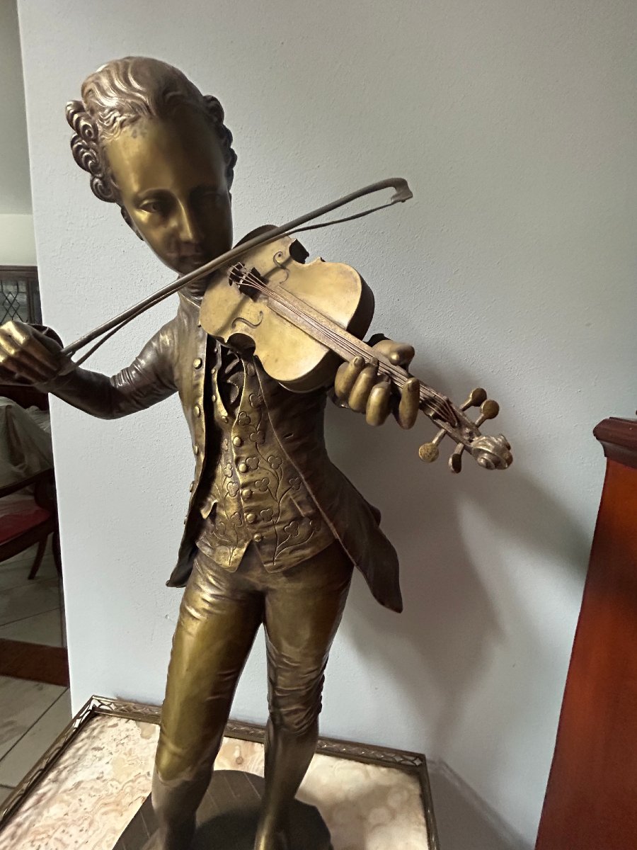 A Bronze Statuette Depicting W.a. Mozart, 19th Century-photo-1