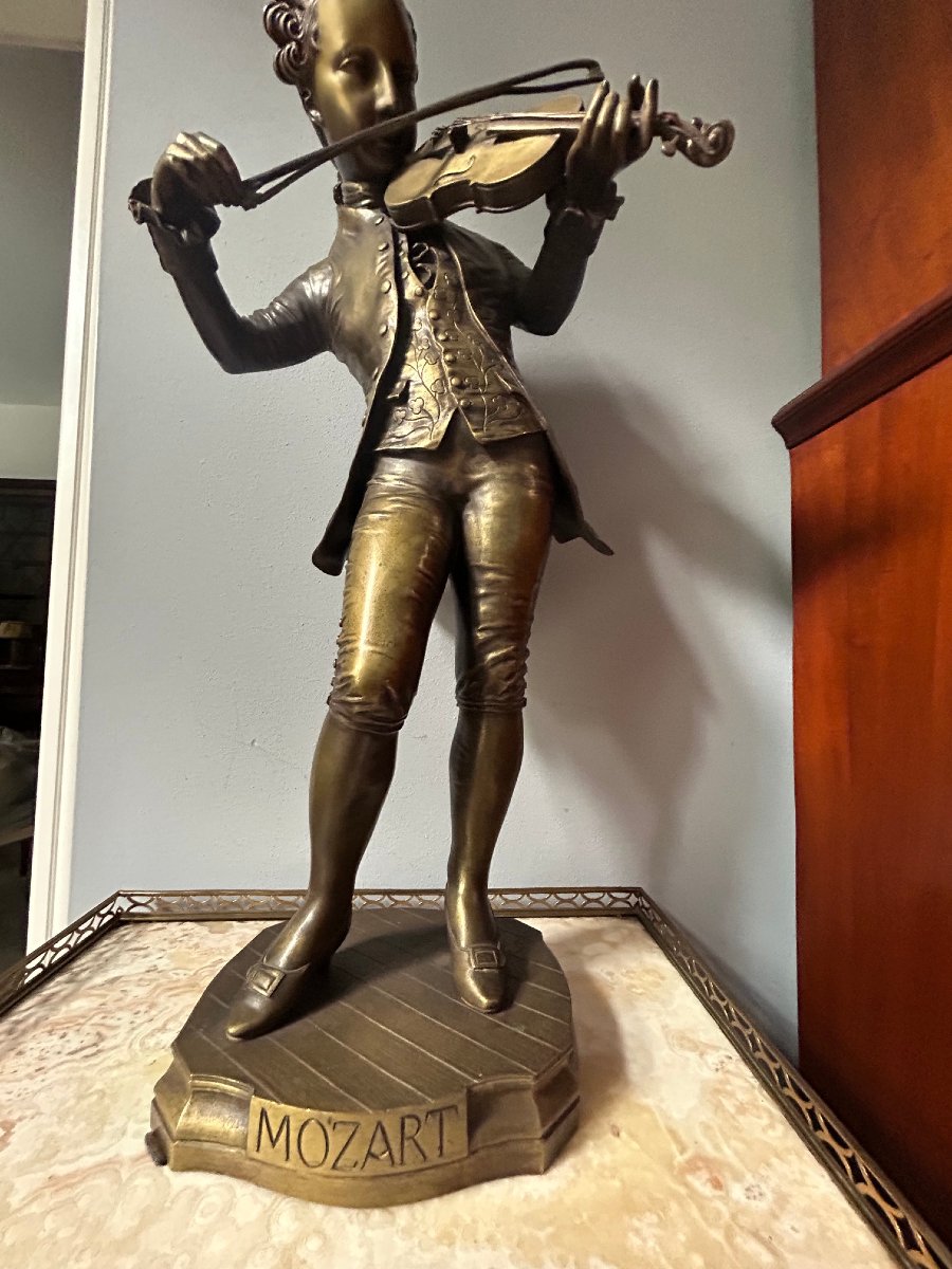 A Bronze Statuette Depicting W.a. Mozart, 19th Century-photo-2