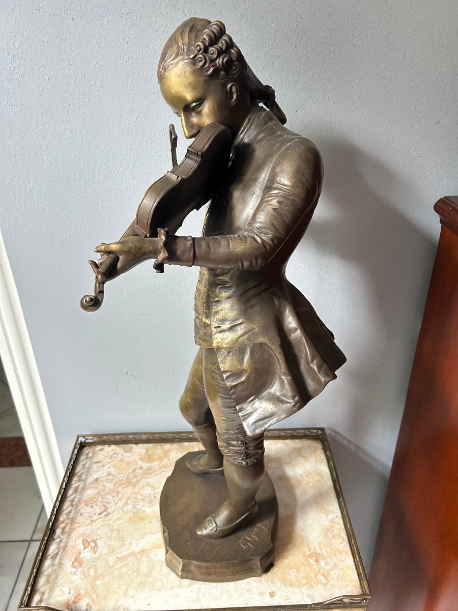 A Bronze Statuette Depicting W.a. Mozart, 19th Century-photo-3