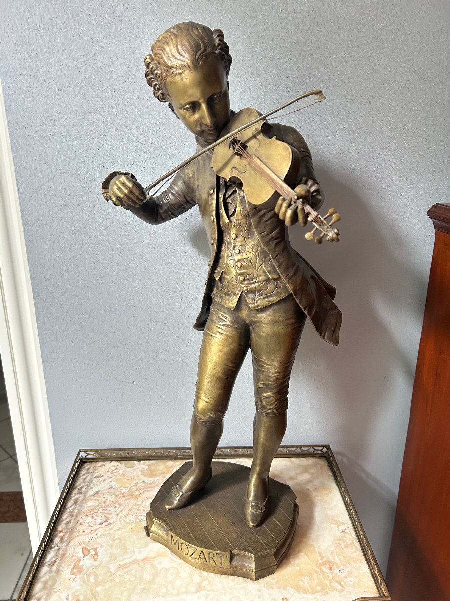 A Bronze Statuette Depicting W.a. Mozart, 19th Century