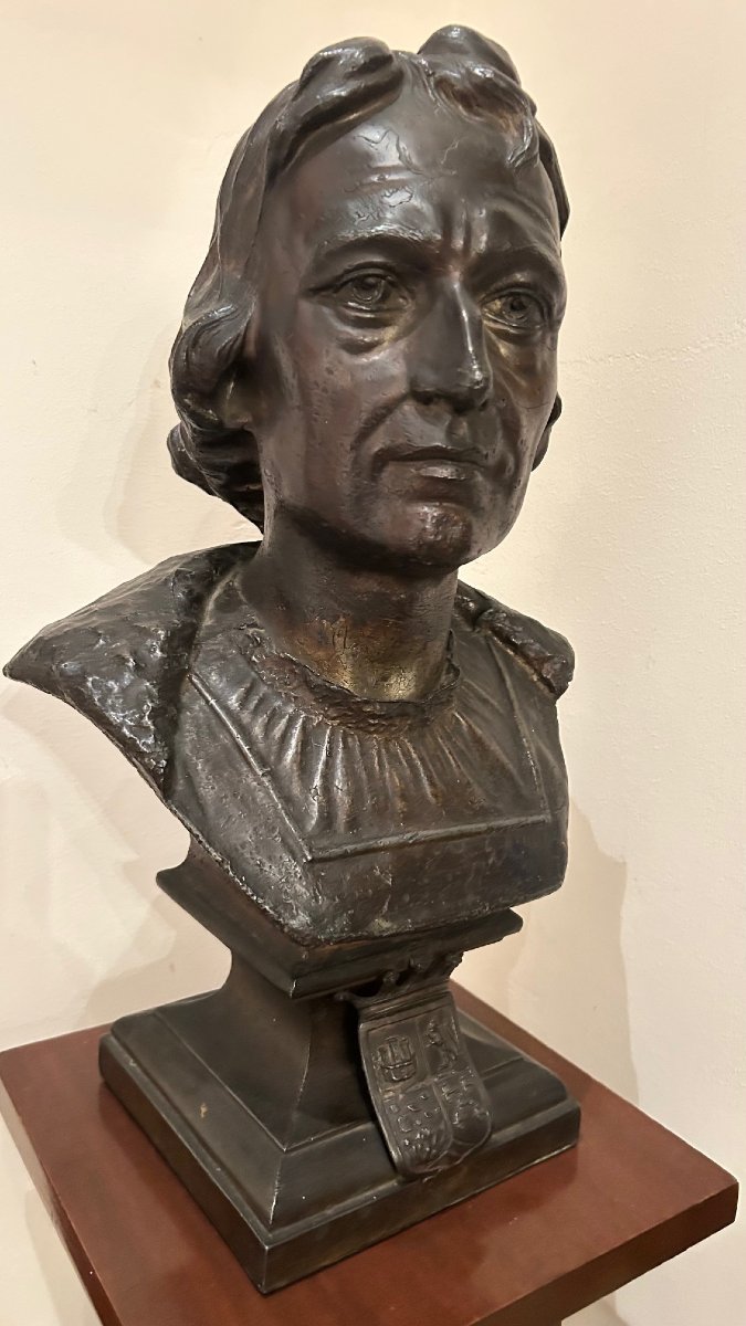 Bust Of Christopher Columbus In Regul, 19th Century-photo-2