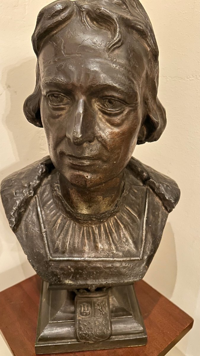 Bust Of Christopher Columbus In Regul, 19th Century-photo-5