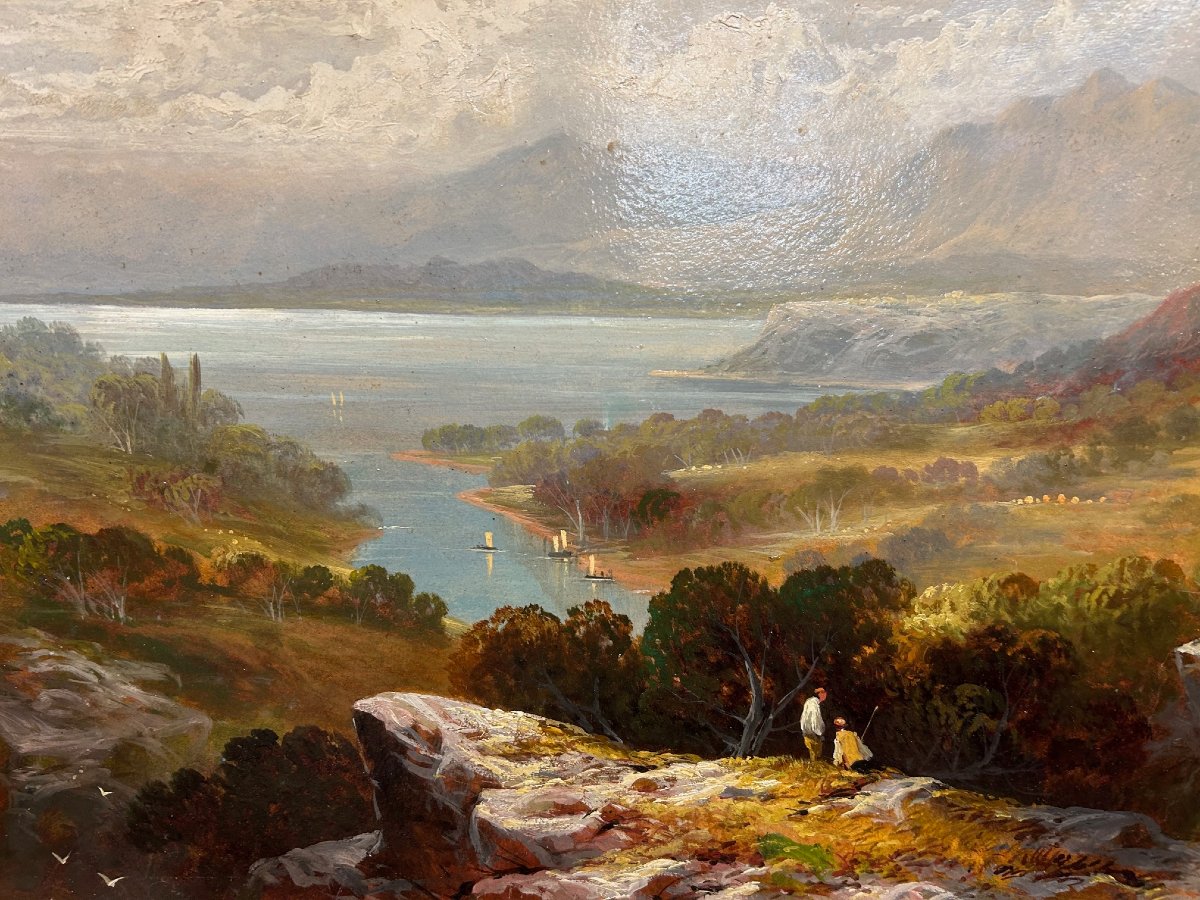 A 19th-century Landscape In Its Original Wodden Frame-photo-4