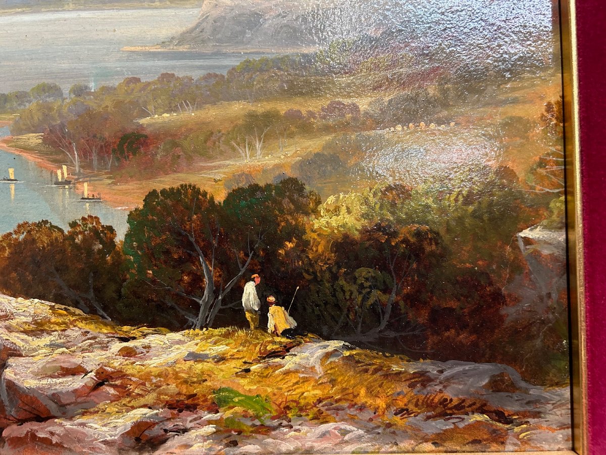 A 19th-century Landscape In Its Original Wodden Frame-photo-1