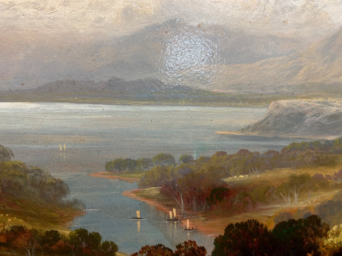 A 19th-century Landscape In Its Original Wodden Frame-photo-3