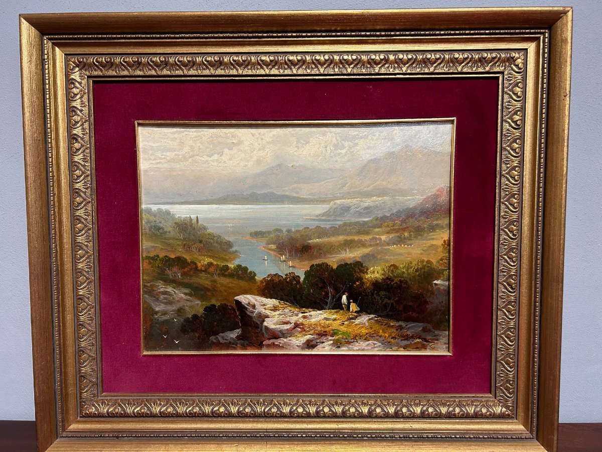 A 19th-century Landscape In Its Original Wodden Frame