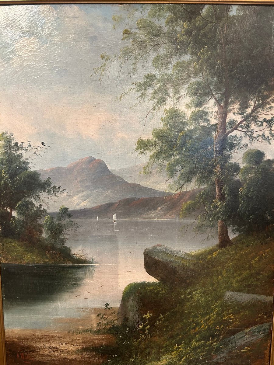 Un très beau paysage  anglais, huille sur toille, seconde moité du XIXe siècle-photo-4