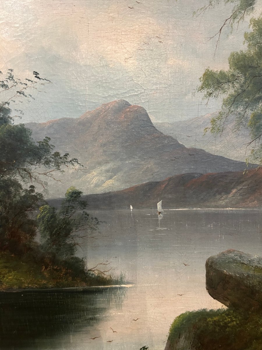 Un très beau paysage  anglais, huille sur toille, seconde moité du XIXe siècle-photo-2