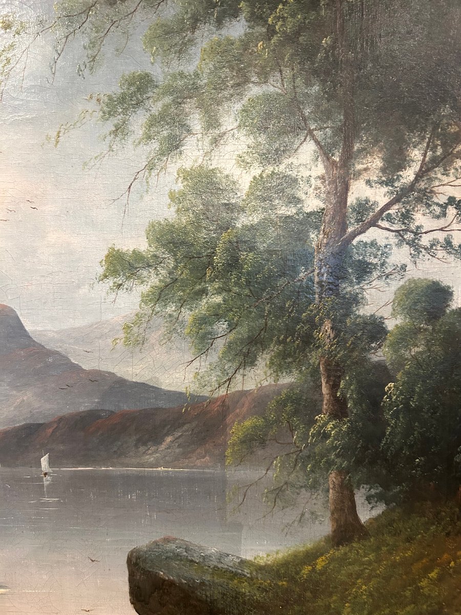 Un très beau paysage  anglais, huille sur toille, seconde moité du XIXe siècle-photo-4