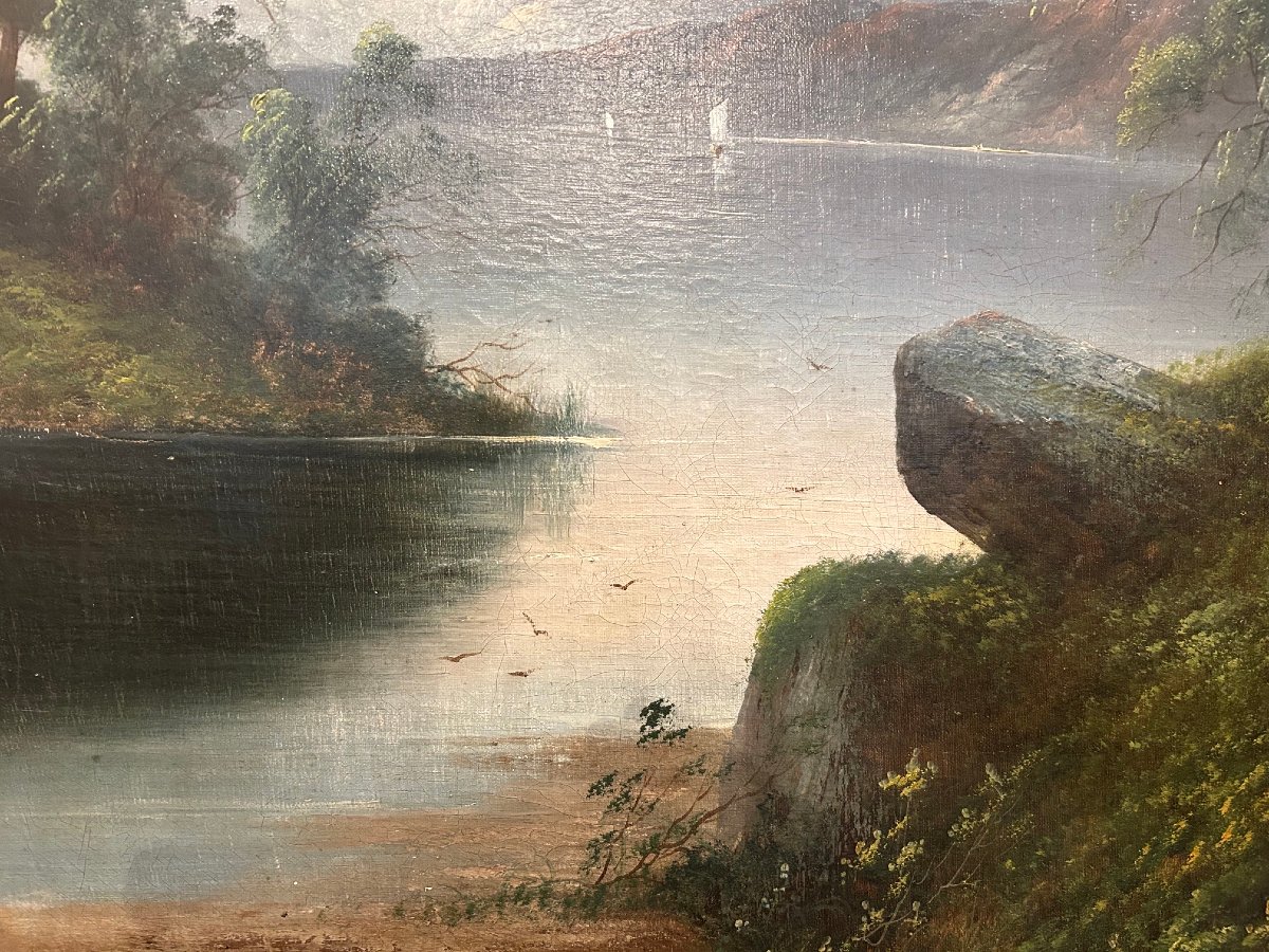Un très beau paysage  anglais, huille sur toille, seconde moité du XIXe siècle-photo-7