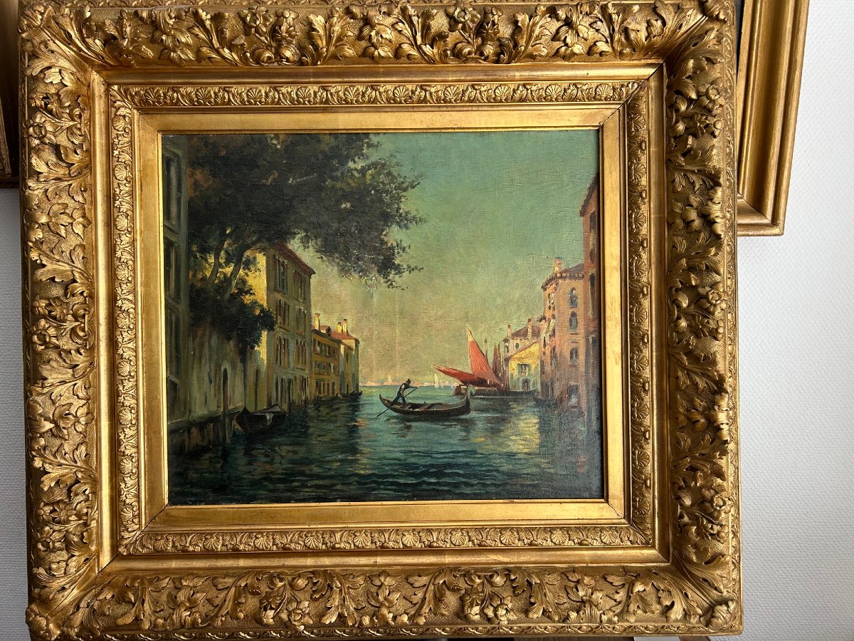 Vue de Venise, huille sur toille,  moitè du XIX- siécle
