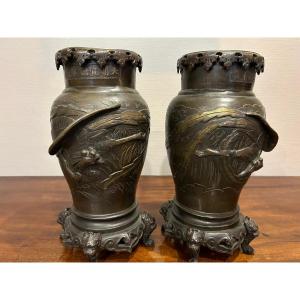 Un belle pair de vases en bronze de Chine, XIX siécle