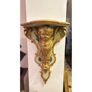 18th Century Venetian Lacquered And Gilded Wall Console