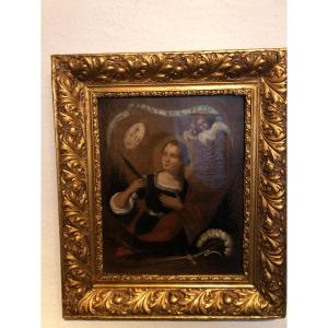 Portrait Of "saint Calcedonino" Sicily 18th Century