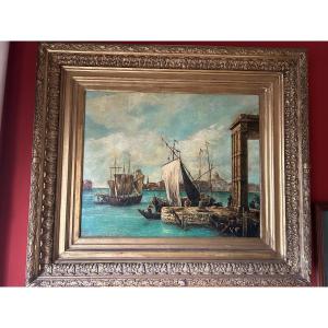 View Of Venice, Oil On Canvas, 19th Century