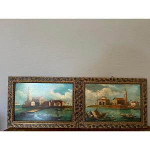 Un paire de petites Vues de Venise du XVIIIe siècle