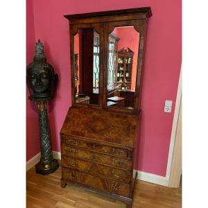 A Handsome Walnut Cabinet Secretary, George III Period, Circa 1790