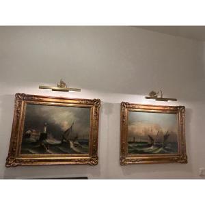 A Pair Of Seascapes Featuring Sailing Boats, 19th Century