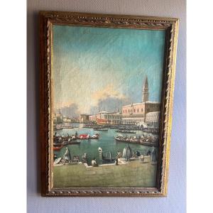 Vue de Venise, huille sur toille, XX- siécle